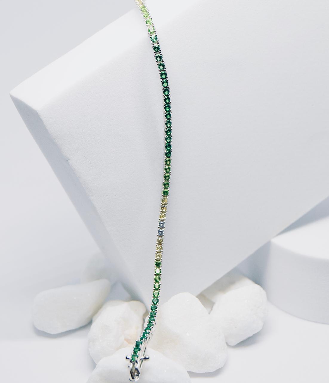 Silver 19cm Green Ombre Cubic Zirconia Tennis Bracelet