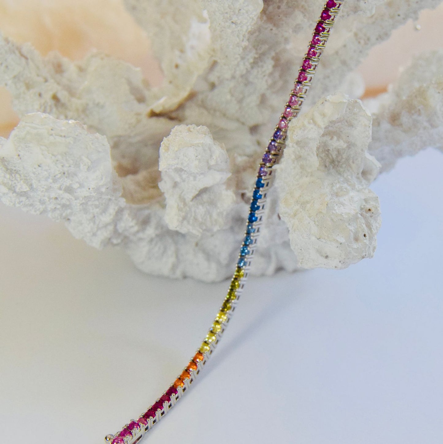 Silver 19cm Multi Colour Cubic Zirconia Tennis Bracelet
