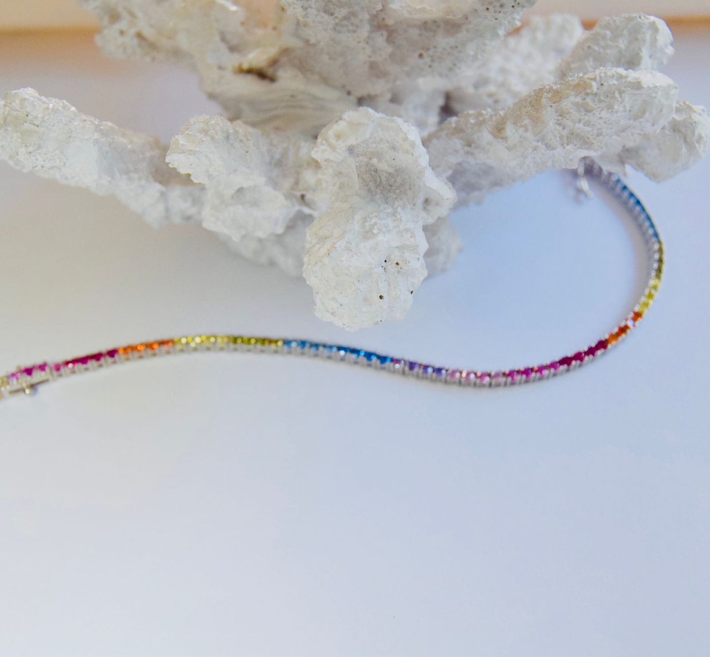 Silver 19cm Multi Colour Cubic Zirconia Tennis Bracelet