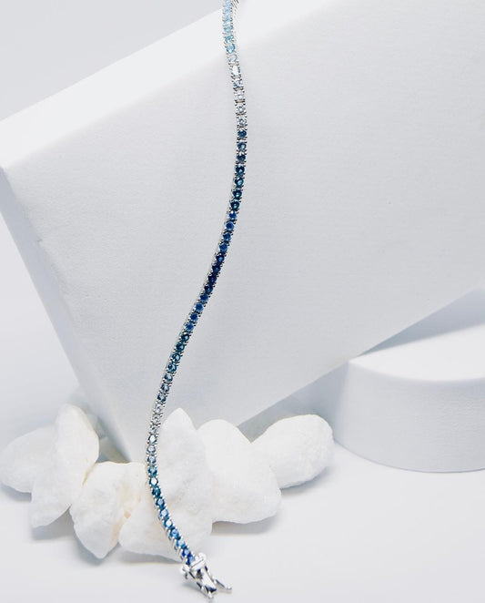 Silver 19cm Blue Ombre Cubic Zirconia Tennis Bracelet