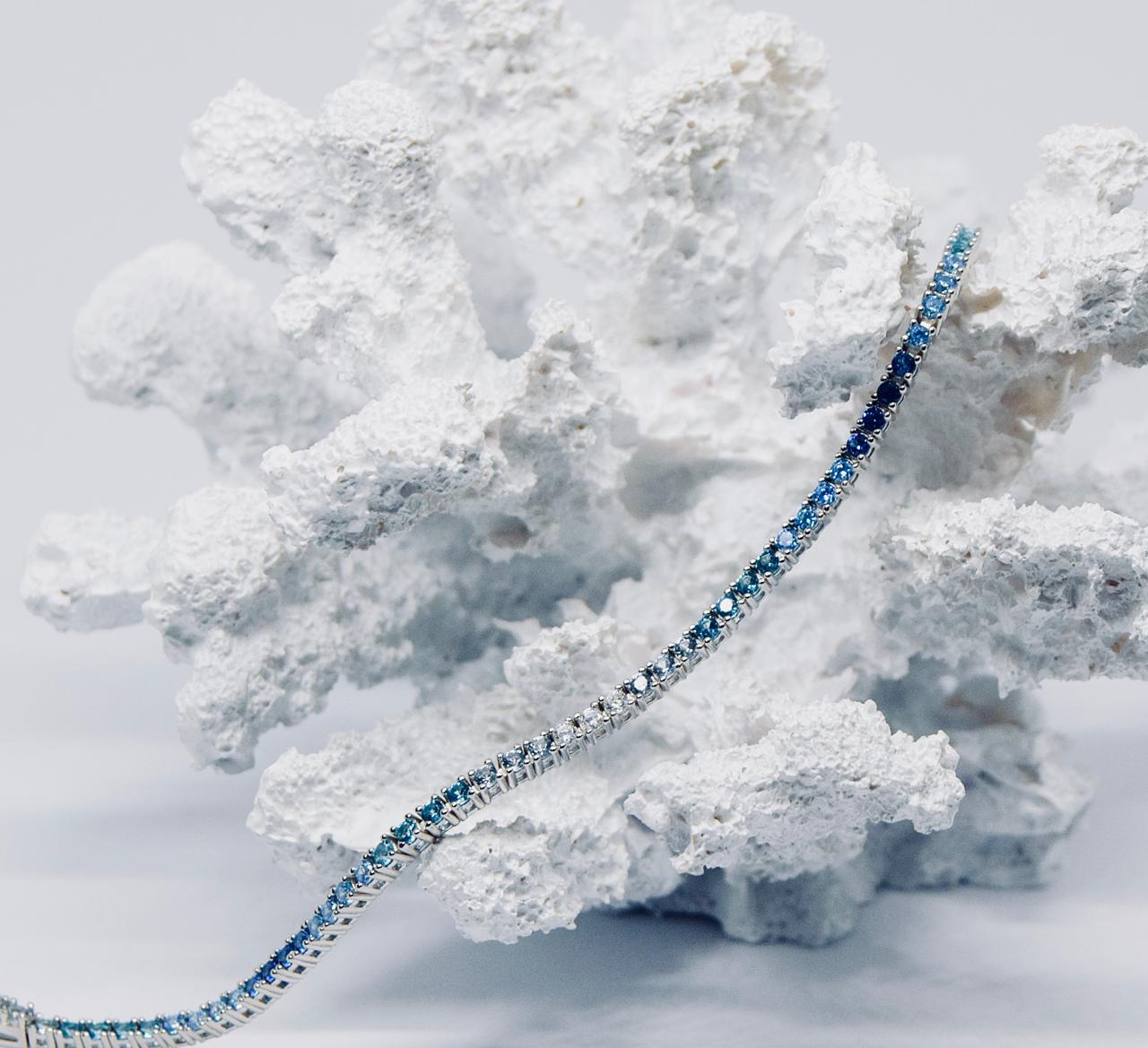 Silver 19cm Blue Ombre Cubic Zirconia Tennis Bracelet
