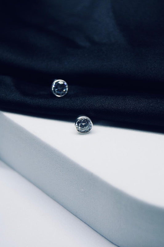 Silver 3mm Round Tube Set Cubic Zirconia Earring