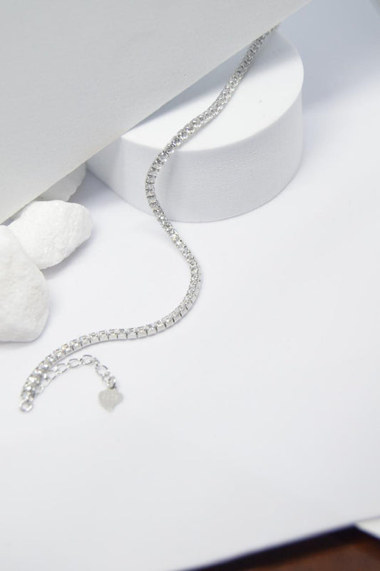 Silver 19cm Cubic Zirconia Tennis Bracelet