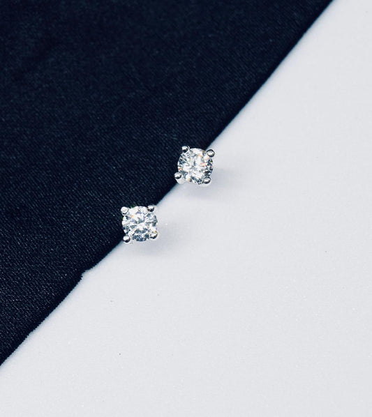 Silver 4 Claw 4mm Round Cubic Zirconia Stud