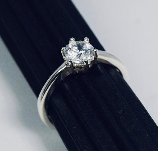 Silver Cubic Zirconia Solitaire Ring