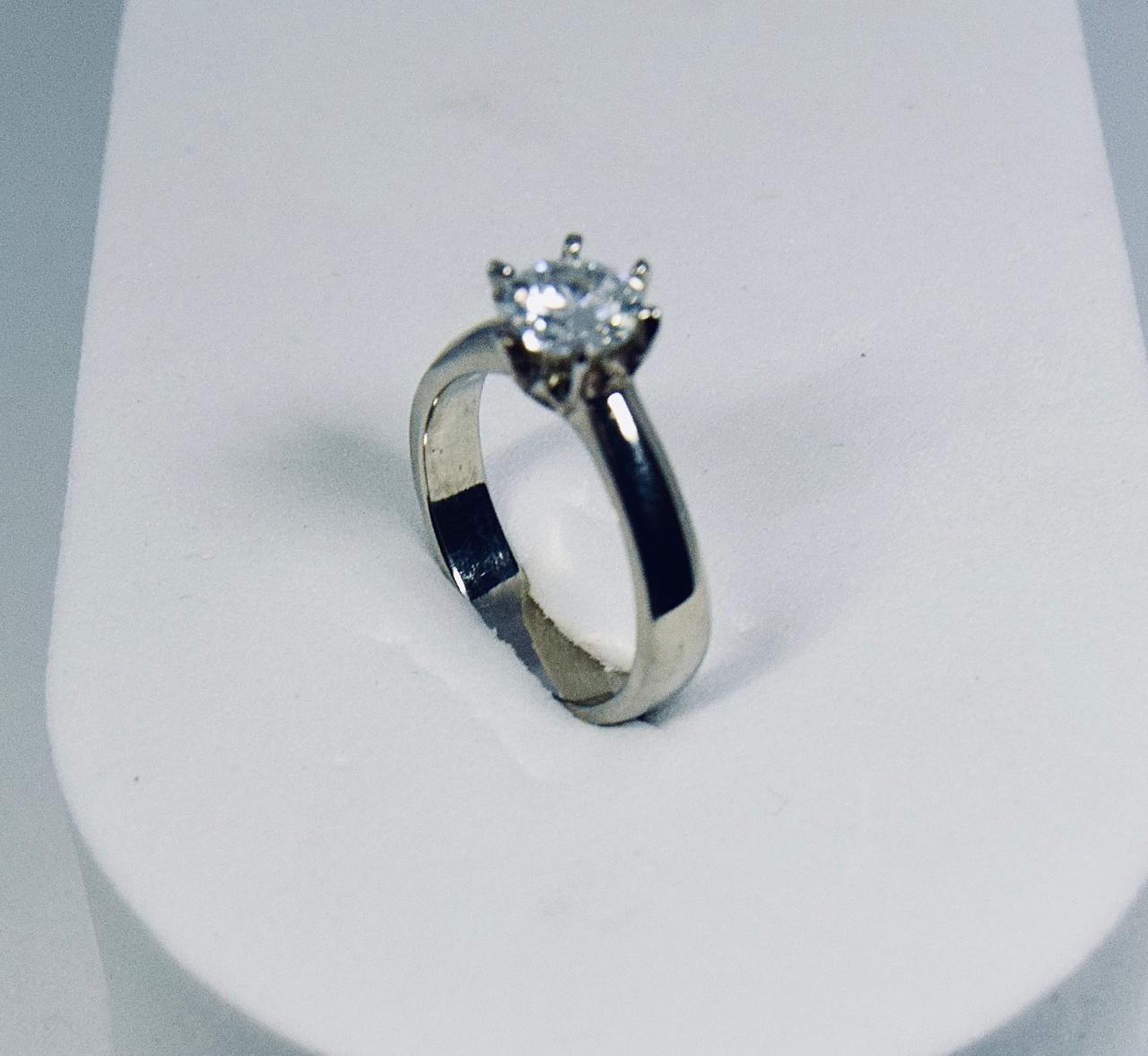 Silver Cubic Zirconia Solitaire Ring
